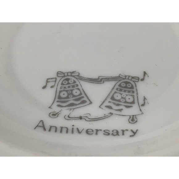 Vinage 25th Silver Anniversary Trinket Dish Porcelain Silver Trim 4.5" - Picture 5 of 7